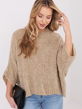 Jumper Factory Price  This loose women\'s boucle sweater is the perfect choice for everyday, casual styling. Made from a blend of acrylic, polyamide, viscose, and