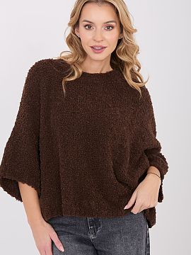 Jumper Factory Price  This loose women\'s boucle sweater is the perfect choice for everyday, casual styling. Made from a blend of acrylic, polyamide, viscose, and