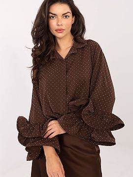 Long sleeve shirt Italy Moda  An elegant women\'s shirt with an extended back is a unique model that combines a classic cut with a refined, party character. Designed in a