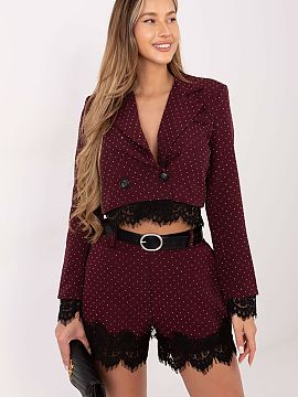 Jacket Italy Moda  An elegant women\'s blazer is a unique model created for special occasions, combining classic form with eye-catching, feminine embellishment