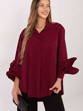 Long sleeve shirt Italy Moda  An elegant women\'s shirt with an elongated back is a unique model that combines a classic cut with a refined, party character. Designed in 