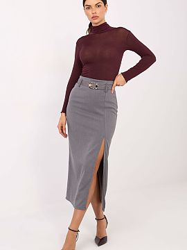 Skirt Rue Paris  Stylish, elegant midi skirt, perfect for formal occasions, receptions, and evening outings. Made from a blend of polyester, elastane, and vi