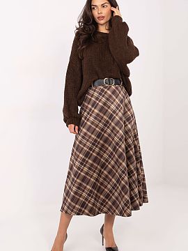 Skirt Rue Paris  Stylish and comfortable midi skirt in plaid, perfect for everyday wear and work. Made of cotton, it is breathable, soft, and comfortable, an