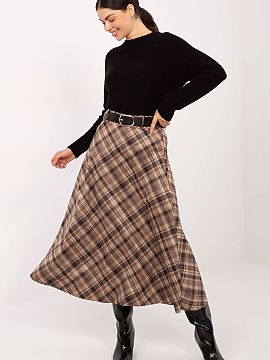 Skirt Rue Paris  Stylish and comfortable plaid midi skirt, perfect for everyday wear and work. Made of cotton, it is breathable, soft and comfortable, and it