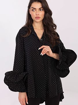 long sleeve shirt Italy Moda  An elegant women\'s shirt with an elongated back is a unique model that combines a classic cut with a refined, party character. Designed in 