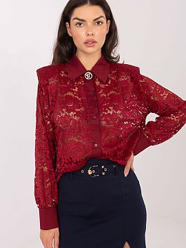 long sleeve shirt Italy Moda  An elegant lace women\'s shirt made of a delicate blend of polyester and viscose delights with its classic cut and subtle lace finish. Sewn 