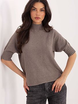 Short sleeve sweater Italy Moda  Women\'s sweater with a low turtleneck is a stylish and comfortable option for everyday wear and work. Made of a blend of viscose, polyester