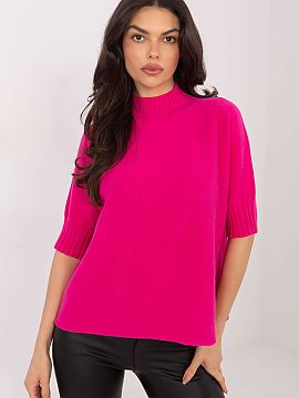 Short sleeve sweater Italy Moda  The women\'s sweater with a low turtleneck is a stylish and comfortable option for everyday wear and work. Made of a blend of viscose, polye