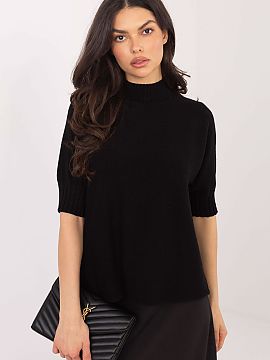 Short sleeve sweater Italy Moda  The women\'s sweater with a low turtleneck is a stylish and comfortable option for everyday wear and work. Made of a blend of viscose, polye