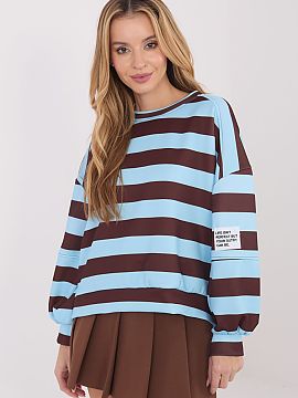 sweatshirt Italy Moda  Stylish women\'s sweatshirt with a casual character, perfect for everyday wear. It stands out with a trendy striped pattern that gives it a 