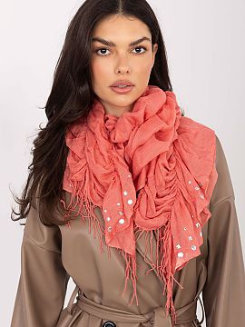 Scarf AT  Stylish scarf with fringes and decorative studs is an eye-catching accessory that will perfectly complement both everyday and more expressiv