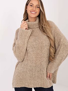 Turtleneck Factory Price  Women\'s boucle sweater with a turtleneck is a stylish and comfortable choice for everyday styling. The characteristic, looped structure of 