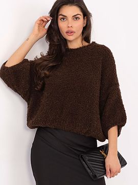 Jumper Italy Moda  Stylish women\'s boucle sweater is a perfect choice for everyday casual outfits. The characteristic, varied texture of the material gives it