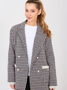 Jacket Lakerta  Tweed jacket with an elegant, classic cut, made of high-quality cotton, perfect for the autumn, winter, and spring season. A model of standa