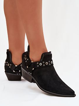 Boots Step in style  Stylish women\'s ankle boots made of eco-suede. Set on a low, cut heel, they provide stability and comfort, and pointed toes visually slim t
