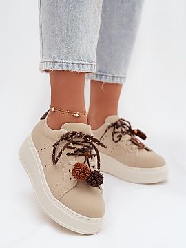 Sport Shoes Step in style  Stylish women\'s sneakers made of eco-suede are the perfect combination of comfort and style. The model set on a platform subtly elevates th
