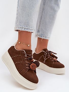 Sport Shoes Step in style  Stylish women\'s sneakers made of eco-suede are the perfect combination of comfort and style. The model set on a platform subtly elevates th