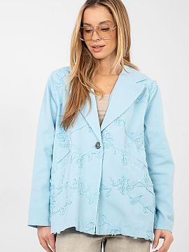Jacket Rue Paris  Casual women\'s blazer made of high-quality cotton, perfect for everyday styling. The denim material gives it a casual character, while maki