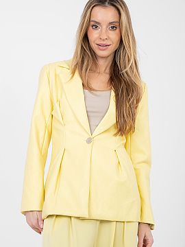 Jacket Rue Paris  An elegant women\'s blazer made of high-quality eco leather based on viscose and polyurethane, created for formal stylizations. The smooth m