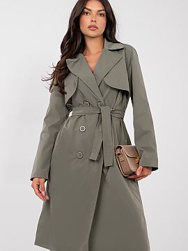 Coat Rue Paris  Stylish women\'s trench coat, perfect as a transitional cover for the autumn, winter, and spring seasons. The model in a casual style will w