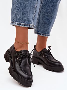 Half shoes Step in style  Women\'s lace-up shoes made of eco leather are a classic and versatile option for everyday wear. The lace-up design allows for a perfect fit