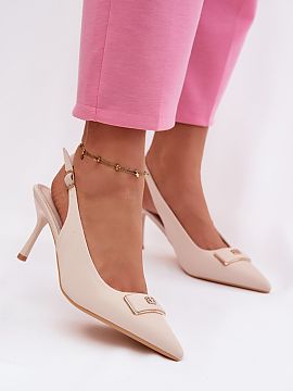 High heels Step in style  Elegant high heels made of textile material are the perfect choice for special occasions. Pointed toes give them a slender, feminine charact