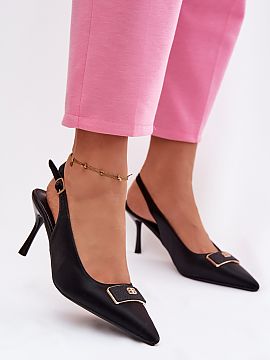 High heels Step in style  Elegant high heels made of textile material are the perfect choice for special occasions. Pointed toes give them a slender, feminine charact