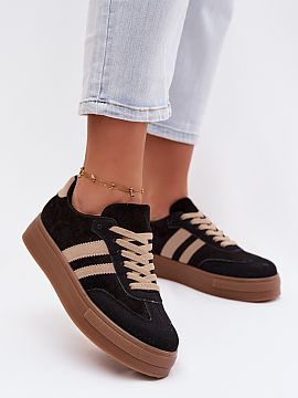 Sport Shoes Step in style  Stylish women\'s sneakers made of eco suede are a combination of a fashionable look and everyday comfort. The model set on a platform subtly