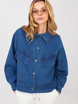 Denim jacket Rue Paris  Women\'s denim jacket with buttons is a universal proposition for everyday casual stylizations, perfect for the spring/summer season. The cl