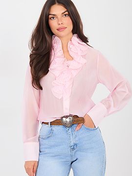 Long sleeve shirt Factory Price  Women\'s shirt made of translucent material is a stylish proposal combining classic with subtle elegance. Made of lightweight, delicate fabr