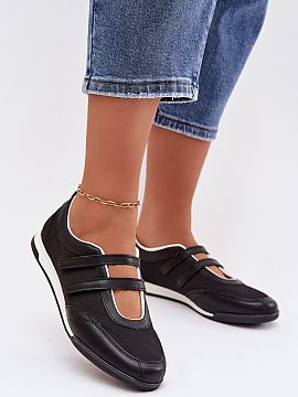 Balerinki Step in style  Women\'s ballerinas made of eco leather in a sporty style are a comfortable and modern proposition for everyday wear. Two straps placed on t