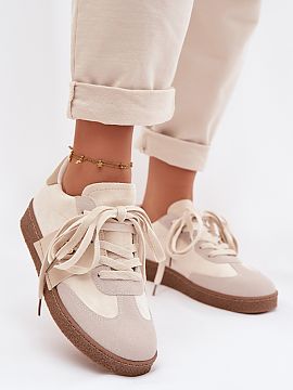 Sport Shoes Step in style  Stylish women\'s sneakers made of eco suede are a combination of classic design with trendy details. The model stands out with an eco leathe