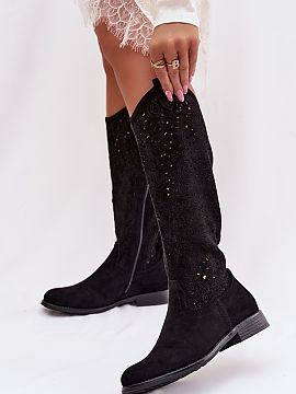 Open-work Boots Step in style  Lace-up women\'s boots in boho style are a unique proposition for women who appreciate freedom and a fashionable look. Delicate cutouts on t