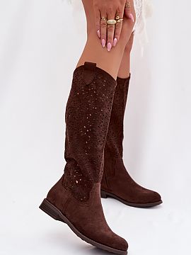 Open-work Boots Step in style  Lace-up women\'s boots in boho style are a unique proposal for women who appreciate freedom and a fashionable look. Delicate cut-outs on the