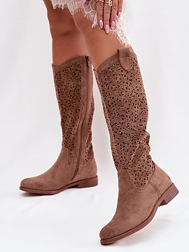 Open-work Boots Step in style  Lace-up boho style women\'s boots are a unique proposition for women who value freedom and a fashionable look. Delicate cutouts on the upper