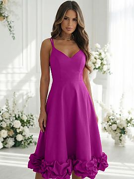Cocktail dress Bicotone  Elegant midi dress with a concealed zipper. The fitted top with a sweetheart neckline and double thin straps beautifully highlights the shou