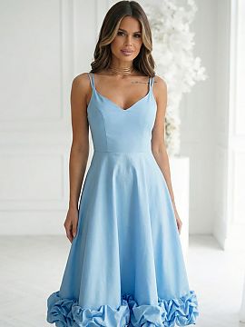 Cocktail dress Bicotone  Elegant midi dress fastened with a concealed zipper. Fitted top with a sweetheart neckline and double, thin straps beautifully exposes the s
