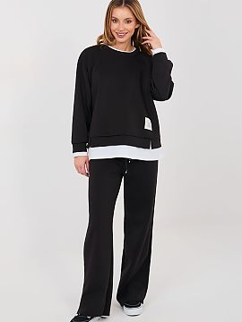 Set Rue Paris  Casual tracksuit set is a perfect choice for women who appreciate comfort and modern minimalism for everyday wear. The smooth pattern emphas