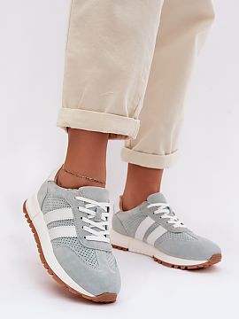 Sport Shoes Step in style  Women\'s sneakers made of natural suede are a combination of comfort and timeless style. Two straps placed on the sides emphasize their fash