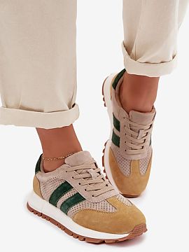 Sport Shoes Step in style  Women\'s sneakers made of natural suede are a combination of comfort and timeless style. Two straps placed on the sides emphasize their fash