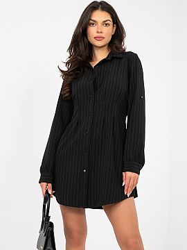 Daydress Rue Paris  Elegant button-down shirt dress is a stylish proposal for women who appreciate classic style in a modern version. The mini length and flared