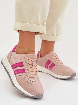 Sport Shoes Step in style  Women\'s sneakers made of natural suede are a combination of comfort and timeless style. Two straps placed on the sides emphasize their fash