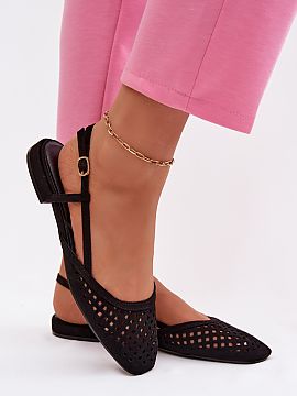 Ballet flats Step in style  Women\'s ballerinas made of eco suede are a stylish and comfortable option for warm days. The openwork upper gives them lightness and subtle