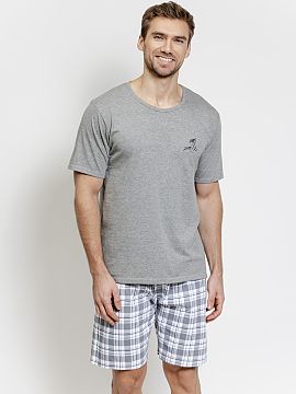 Pyjama Taro  Men\'s pajamas with a short-sleeved shirt and shorts are a perfect choice for men who value comfort and freedom during sleep. The shirt with
