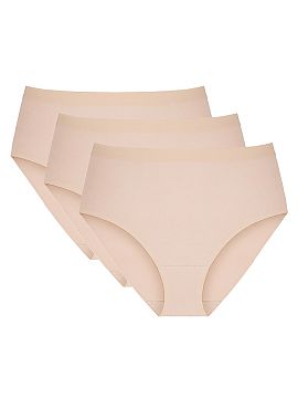 Set Gorteks  Three-pack of cotton high-waisted panties in a comfortable, non-restrictive cut, ideal for everyday wear, including during menstruation. The