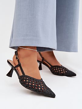 Heeled sandals Step in style  Women\'s sandals made of decorative braiding are a stylish proposal for warmer days. Covered, pointed toes emphasize the slim line of the fo
