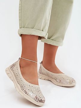 Balerinki Step in style  Patterned women\'s ballet flats from the S.Barski brand made of natural leather are an ideal proposition for women who appreciate comfort an