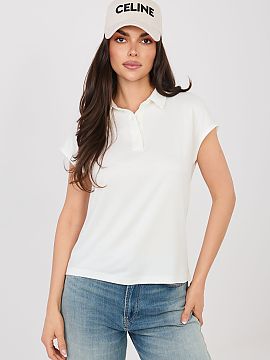 T-shirt Sublevel  Women\'s polo t-shirt of standard length is a perfect combination of comfort and timeless style. The three-button fastening model allows you