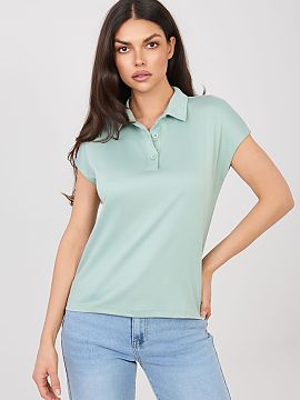 T-shirt Sublevel  Ladies\' polo T-shirt of standard length is a perfect combination of comfort and timeless style. The model fastened with three buttons allow