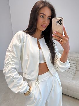 Jacket Roco Fashion  A short jacket with a modern, minimalist design impresses with its lightness, well-thought-out details, and universal color scheme that perf